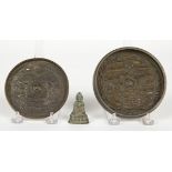 Thai Bronze Buddha w/ 2 Chinese Bronze Mirrors