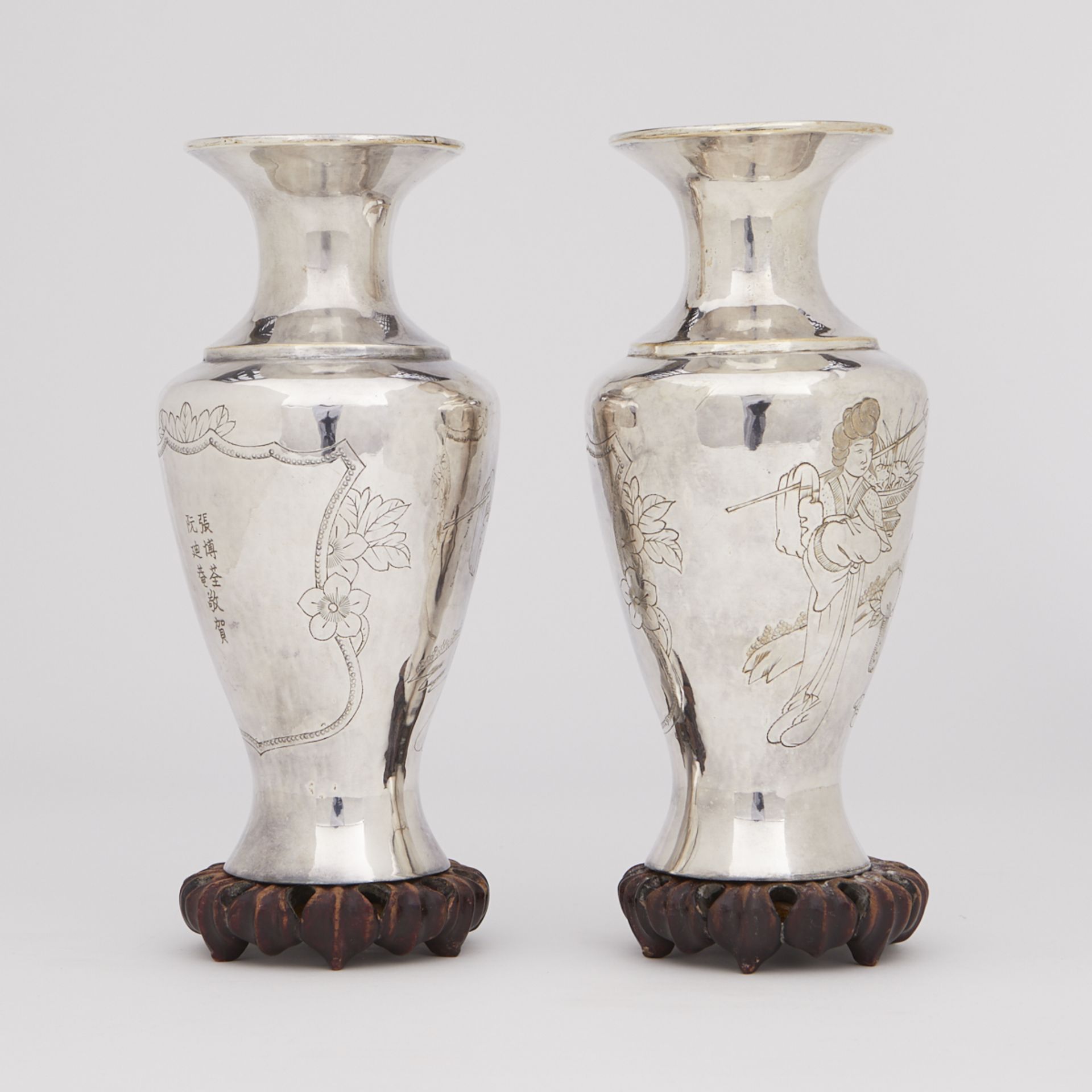 Grp: 7 Chinese Silver Enamel Cups & 2 Vases - Bild 11 aus 14