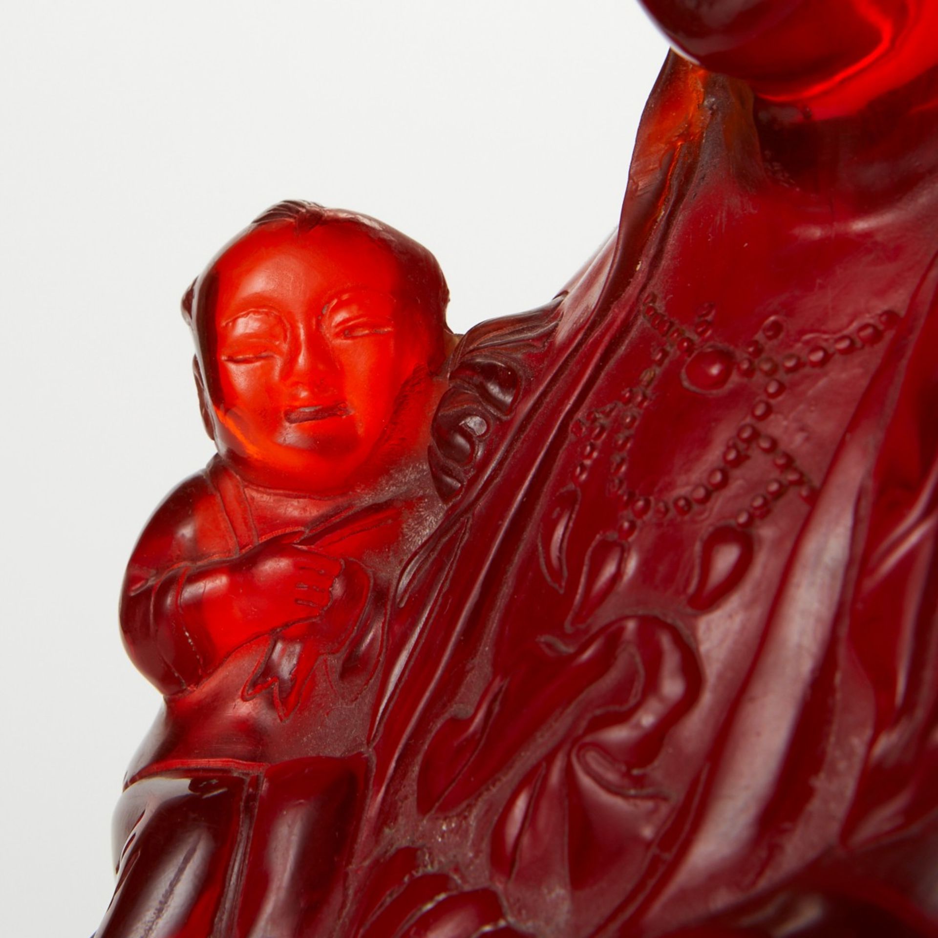 Pr. Faux Amber Composite Guanyin & Buddha Figure - Damaged - Bild 8 aus 8