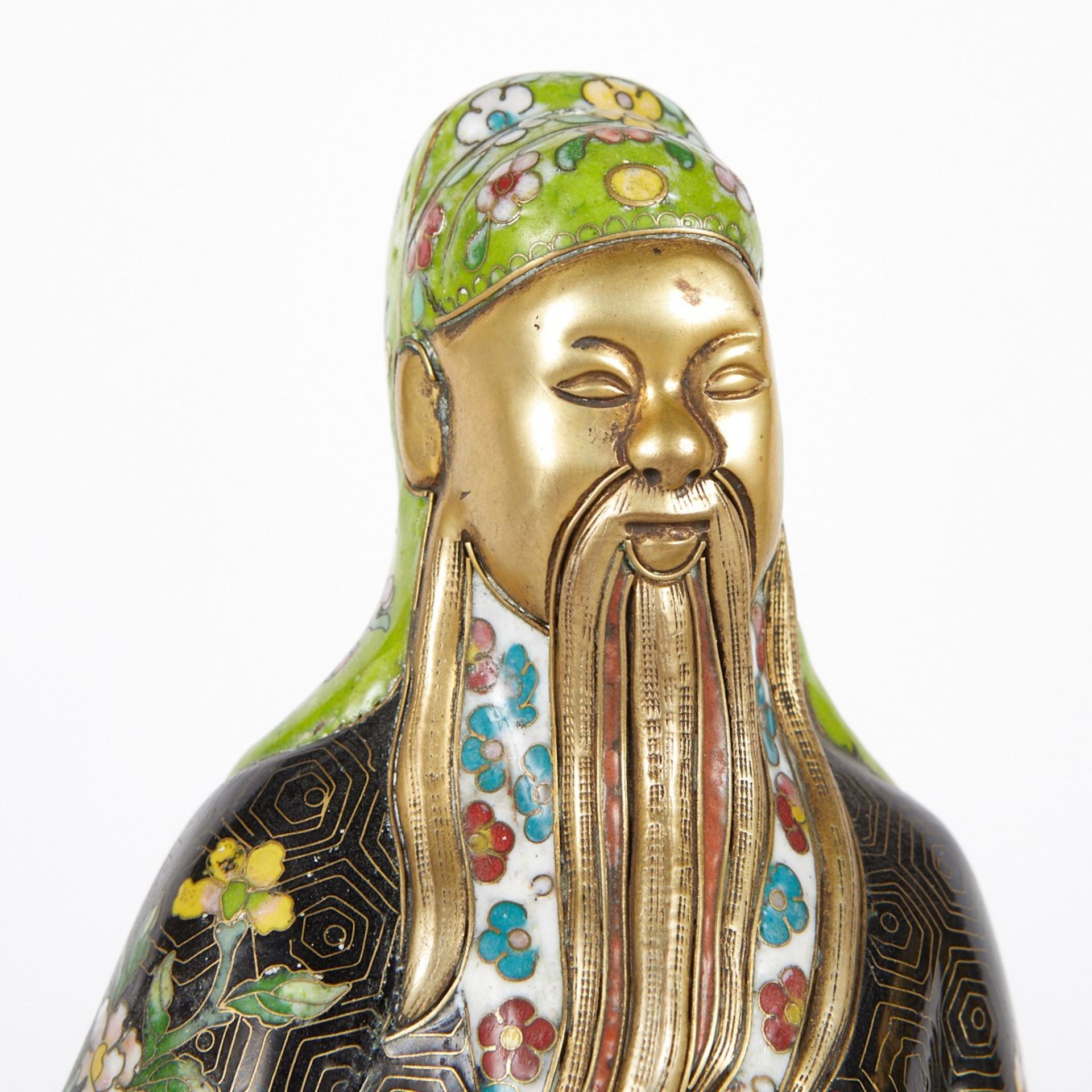 Grp: 3 Chinese Cloisonne Pieces Box & Figures - Image 10 of 12