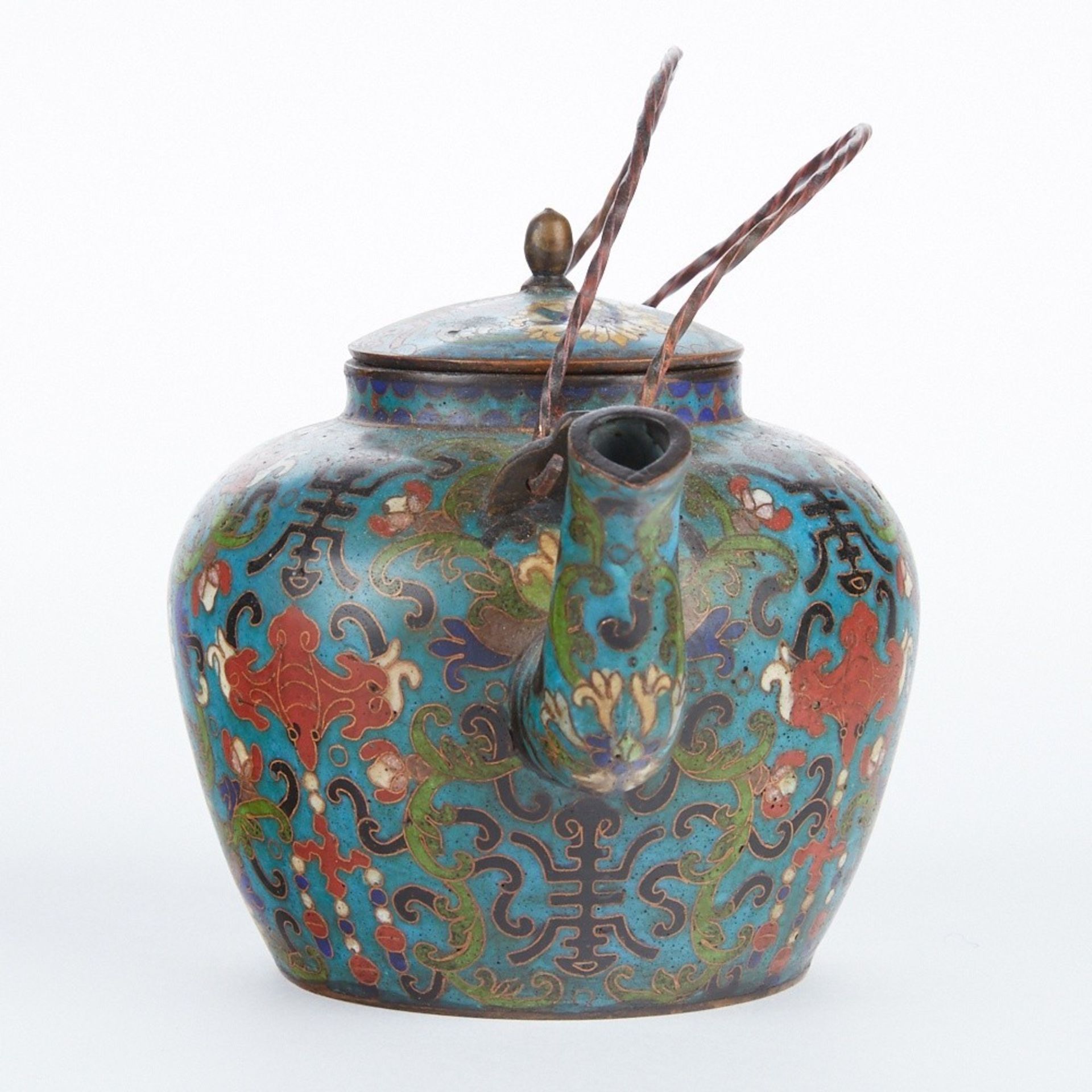 Antique Chinese Cloisonne Teapot - Marked - Image 3 of 8