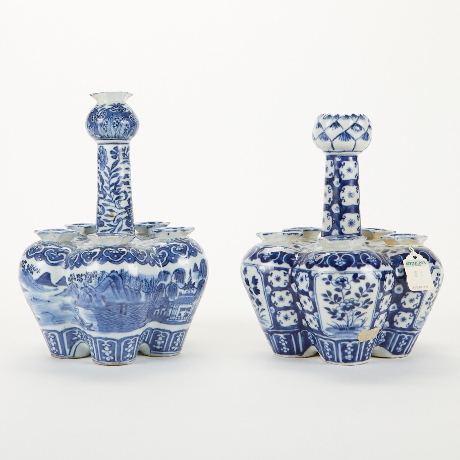 Pair of Chinese Export Blue and White Tulipiers - Image 3 of 11