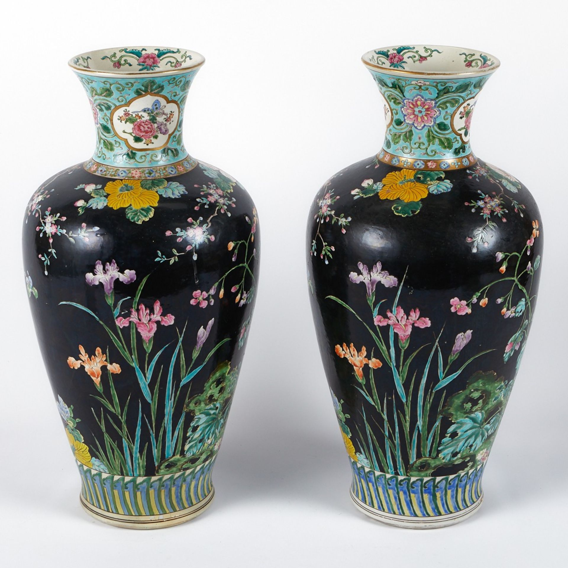 Pr Large Chinese Porcelain Vases Famille Noire - Image 5 of 11