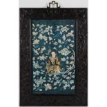 Chinese Framed Silk Embroidery Shoulao