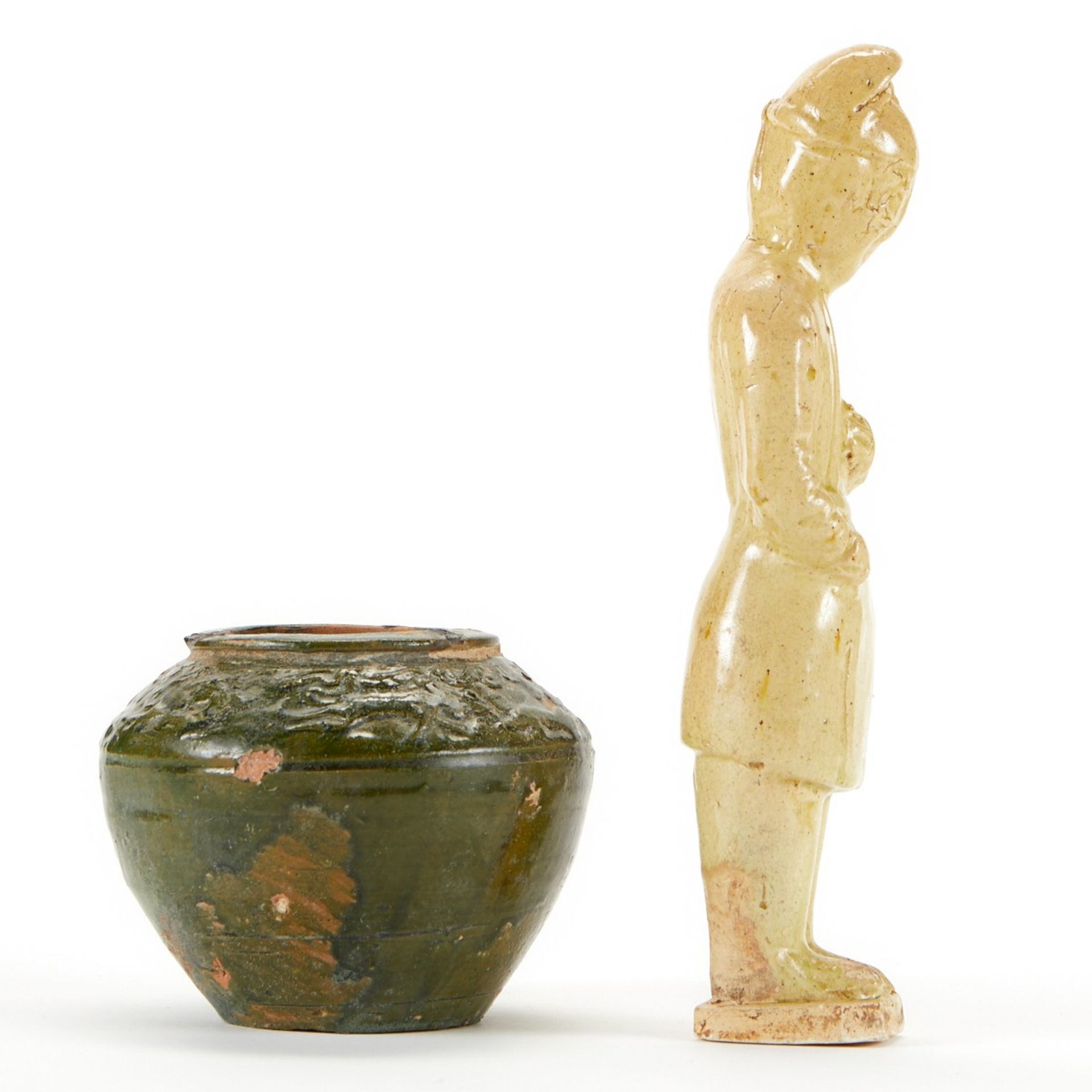 Han Green Vase & Sui Straw Glazed Figure - Image 4 of 10