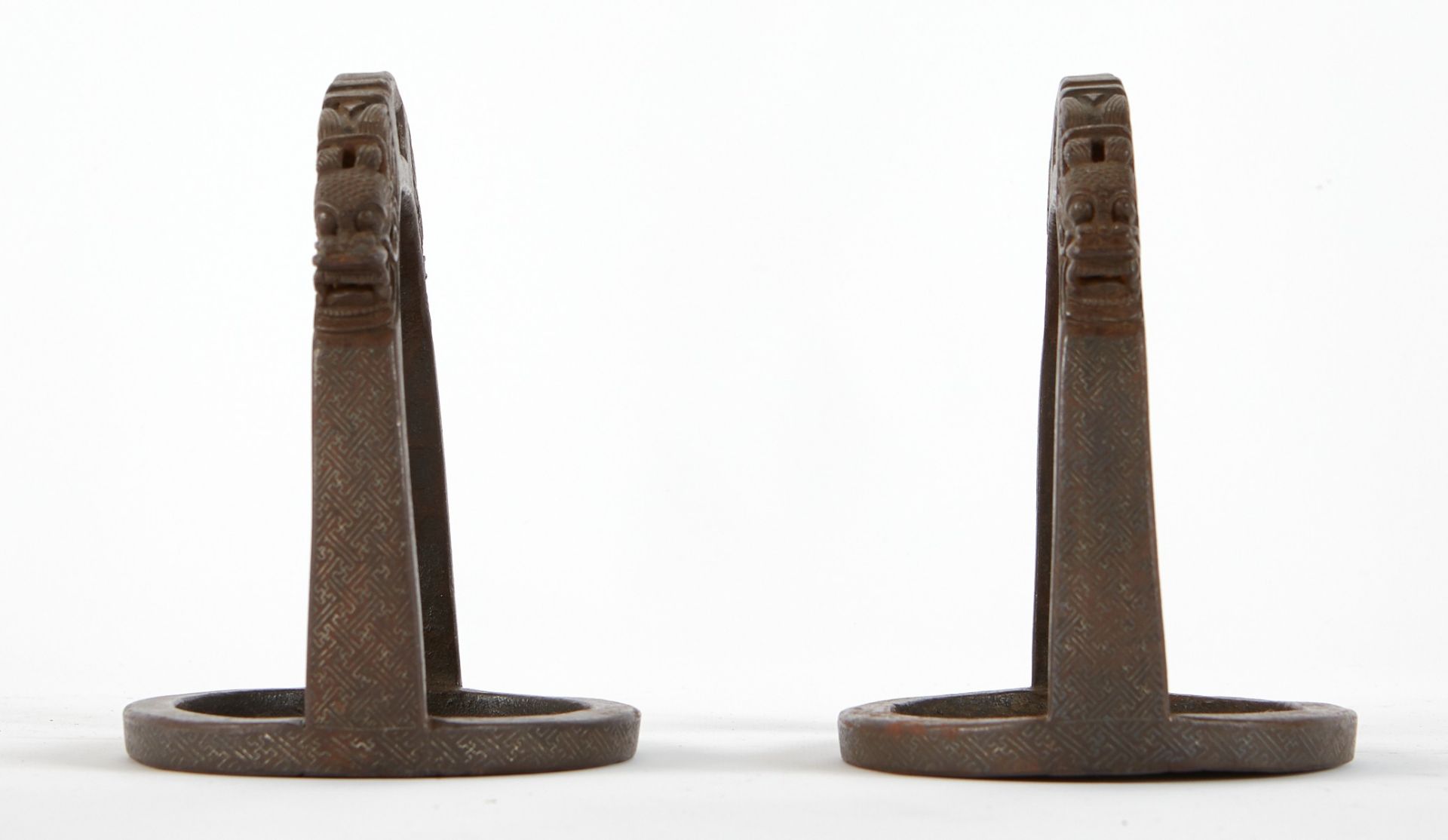 Pr Chinese Inlaid Bronze Stirrups - Image 3 of 7