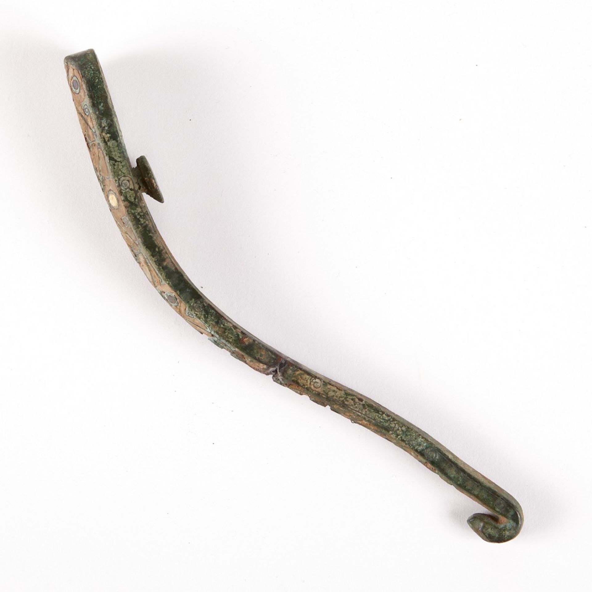 Chinese Inlaid Bronze Belt Hook - Warring States Period - Damaged - Image 5 of 6