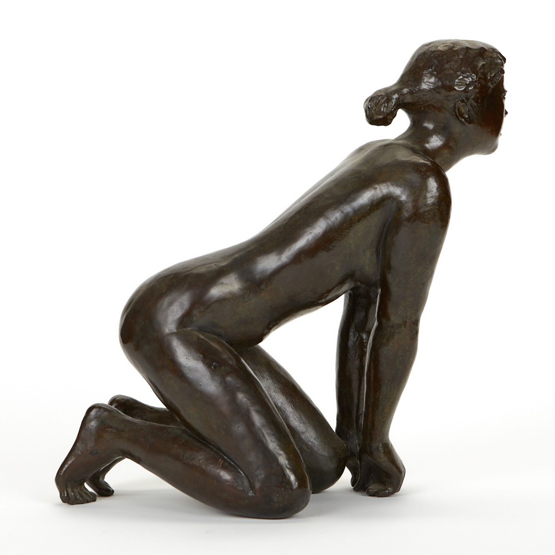 Jacques Coquillay Bronze Sculpture Kneeling Girl - Image 2 of 8