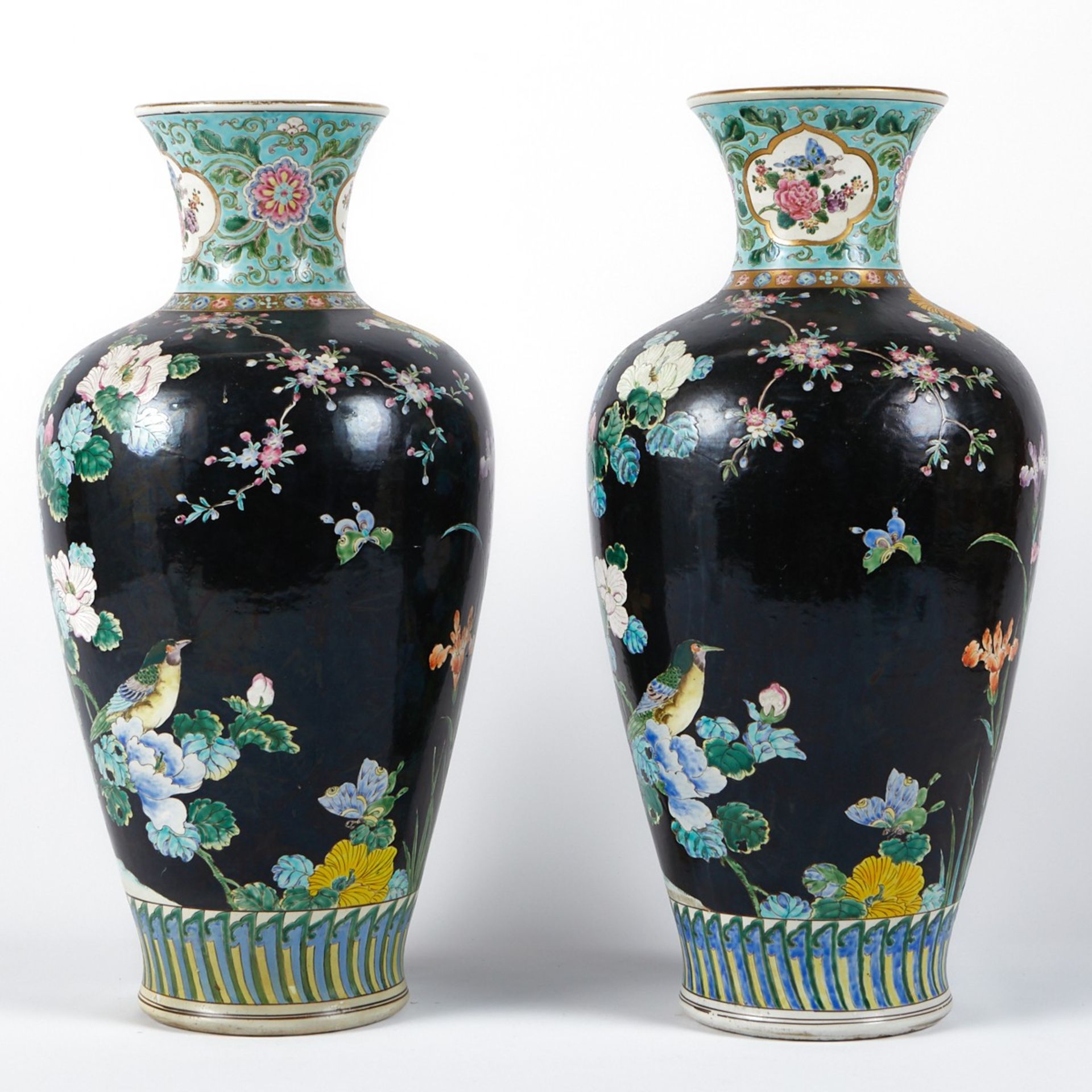 Pr Large Chinese Porcelain Vases Famille Noire - Image 3 of 11