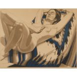 Philip Pearlstein Nude on Mexican Blanket