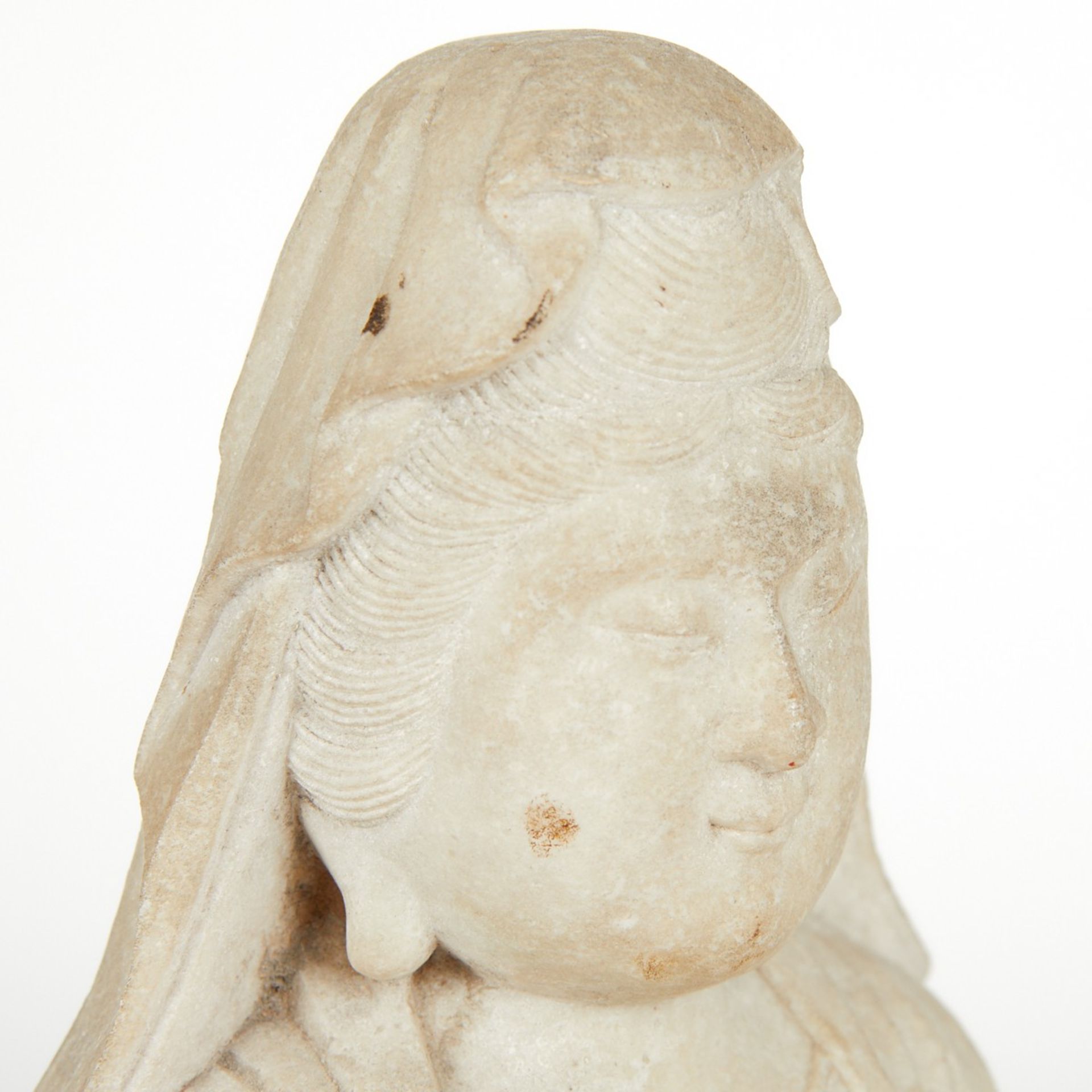 20th c. Stone Carved Guanyin & Baby - Image 7 of 8