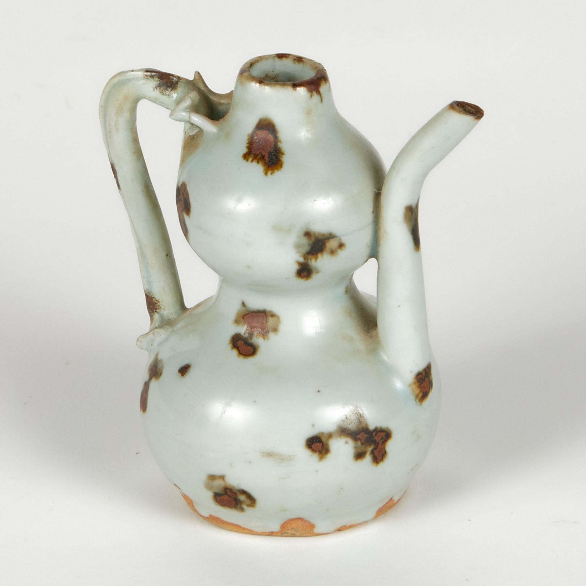 Chinese Song Dynasty Double Gourd Ewer w/ Splashed Glaze