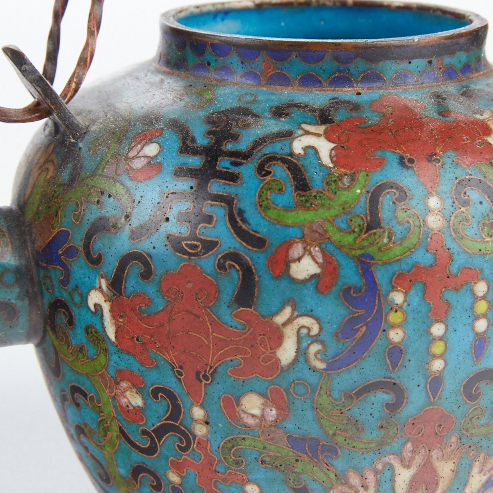 Antique Chinese Cloisonne Teapot - Marked - Bild 8 aus 8