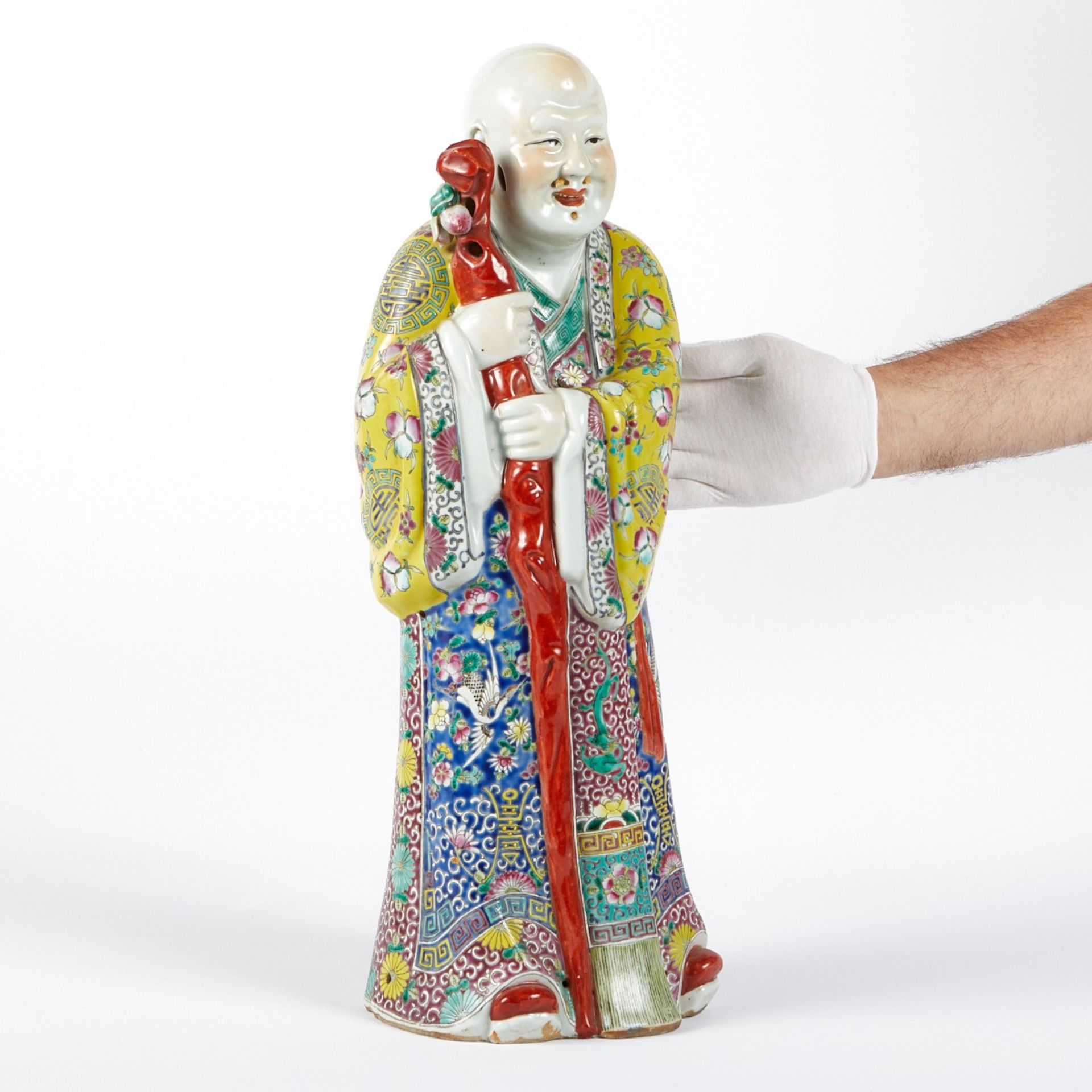 Chinese Porcelain Immortal w/ Staff - Bild 2 aus 13