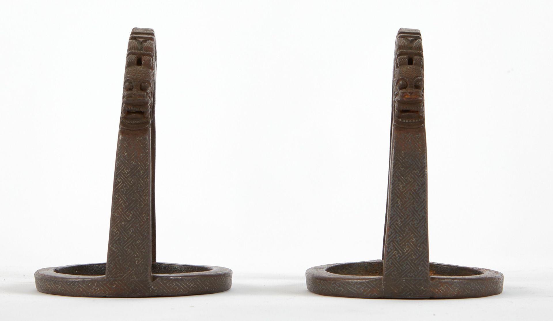 Pr Chinese Inlaid Bronze Stirrups - Image 5 of 7