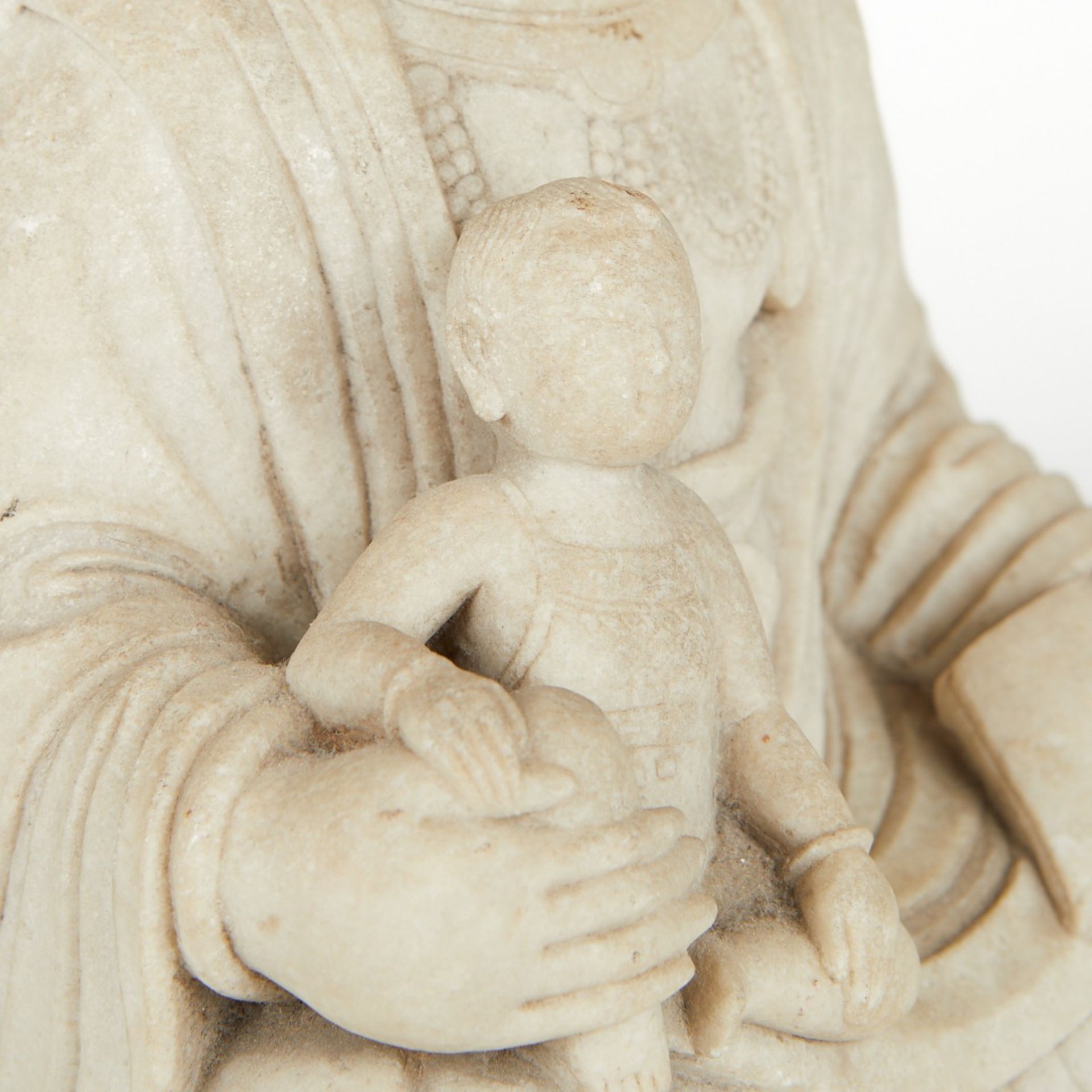 20th c. Stone Carved Guanyin & Baby - Image 8 of 8