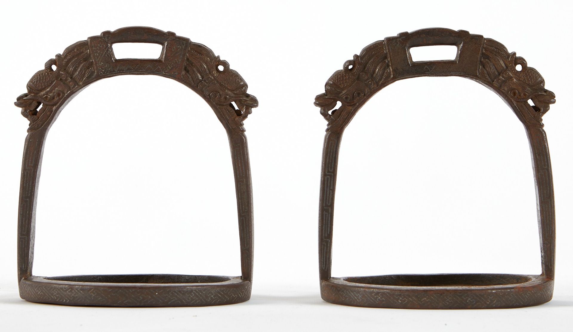 Pr Chinese Inlaid Bronze Stirrups - Image 2 of 7