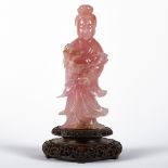 Rose Quartz Carving Woman w/ Branch