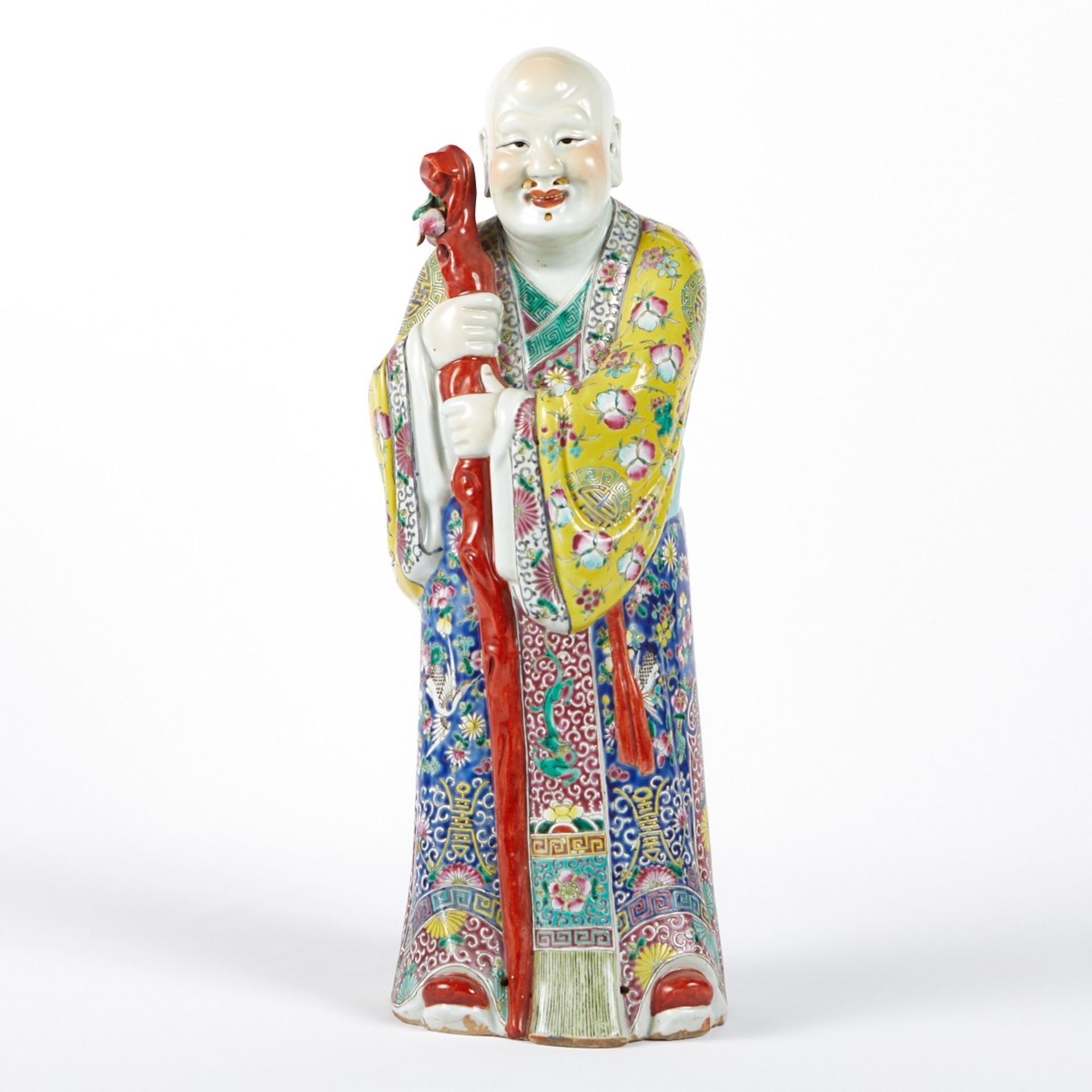 Chinese Porcelain Immortal w/ Staff - Bild 3 aus 13