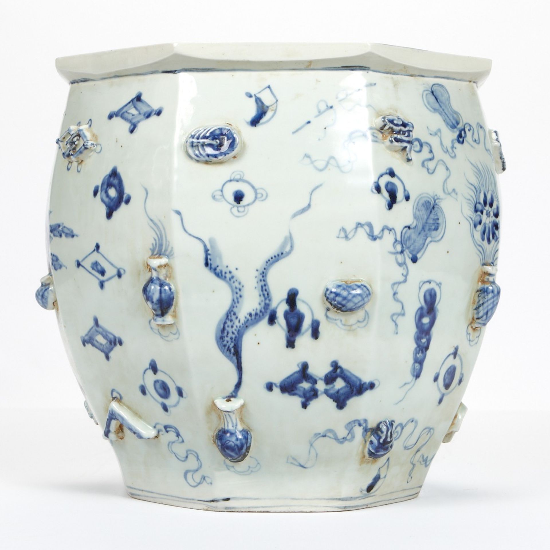 Chinese Porcelain Relief Decorated Planter - Image 4 of 9