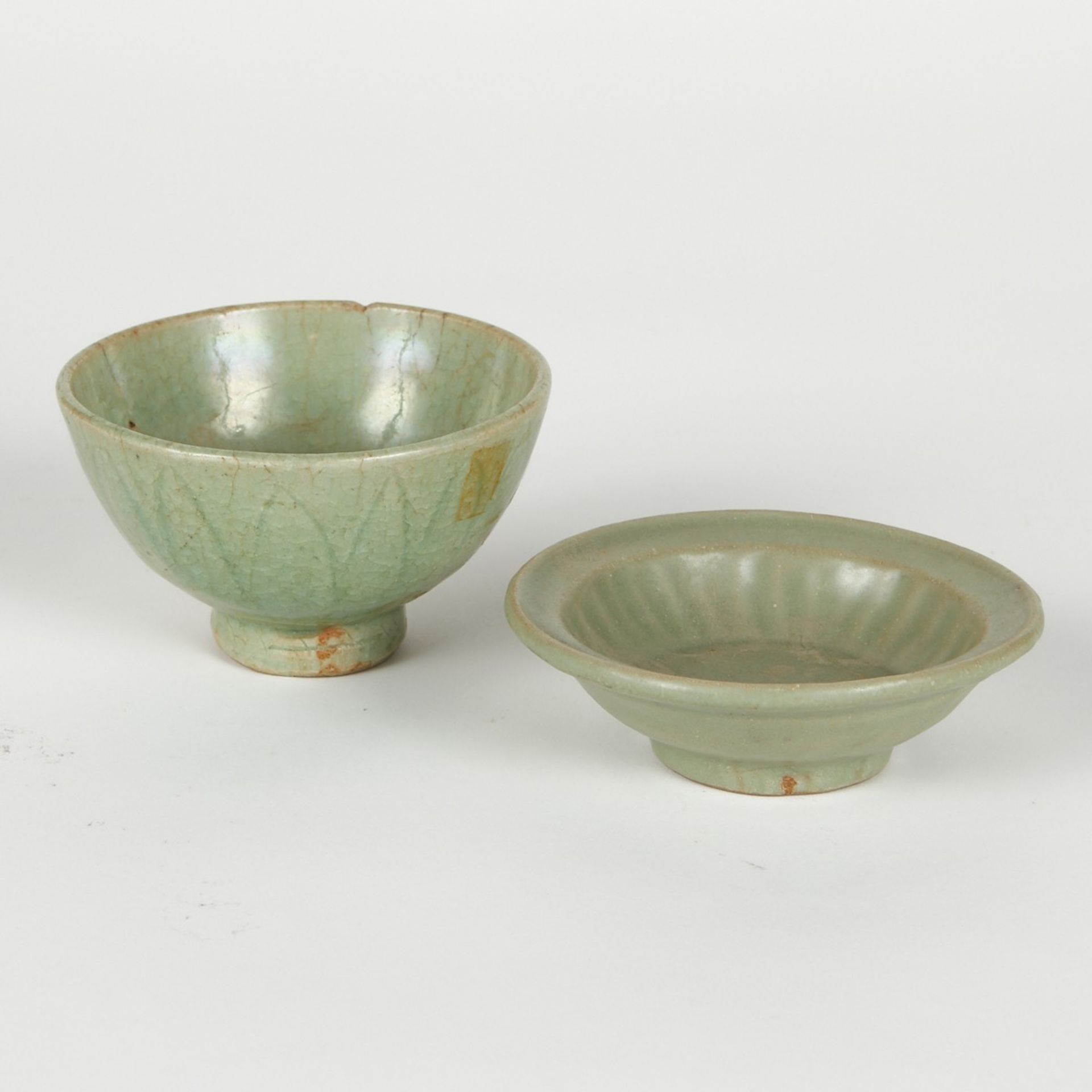 Grp: 2 Chinese Ming Dynasty Lonquan Celadon Dishes