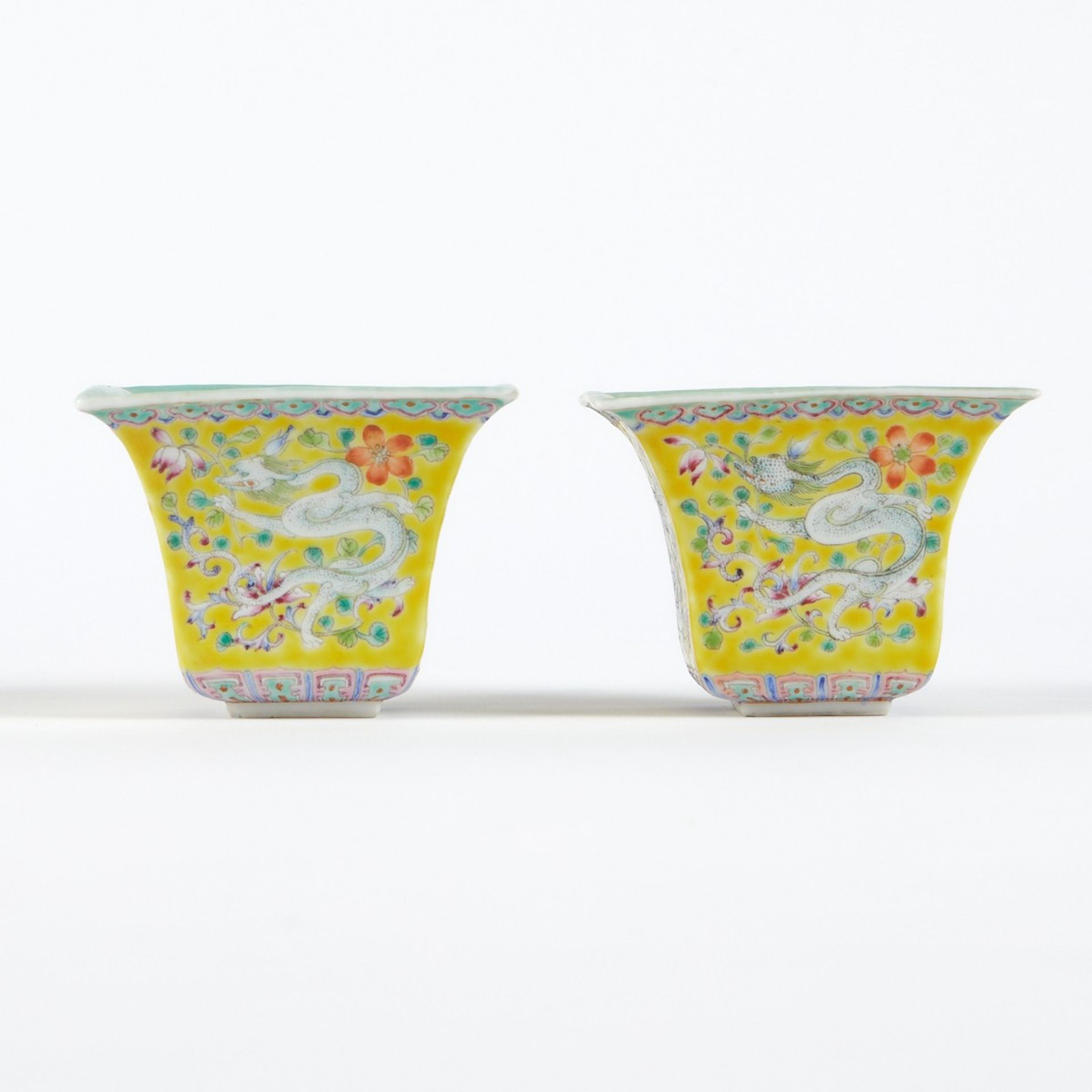 Grp: 3 Guangxu Yellow Square Cups and Footed Cup - Bild 5 aus 16