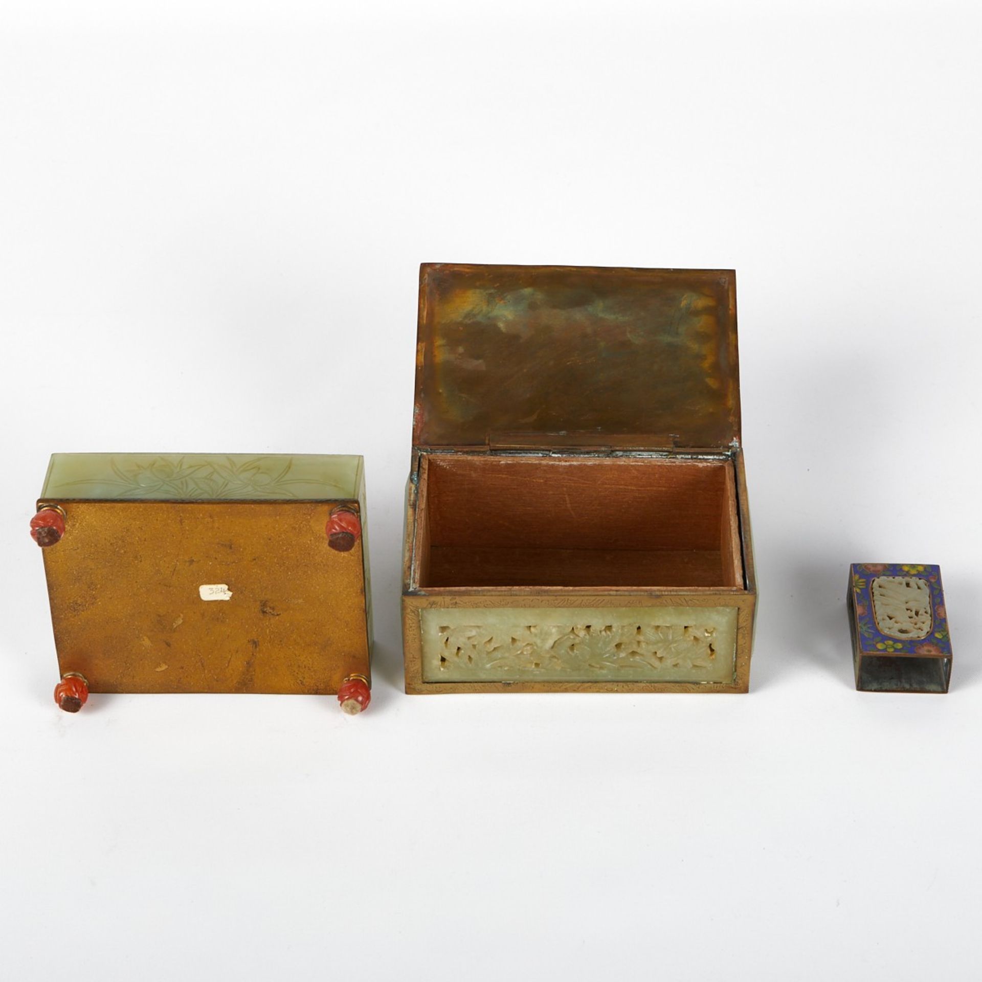 Grp: 3 Small Jade Stone Boxes - Image 5 of 11