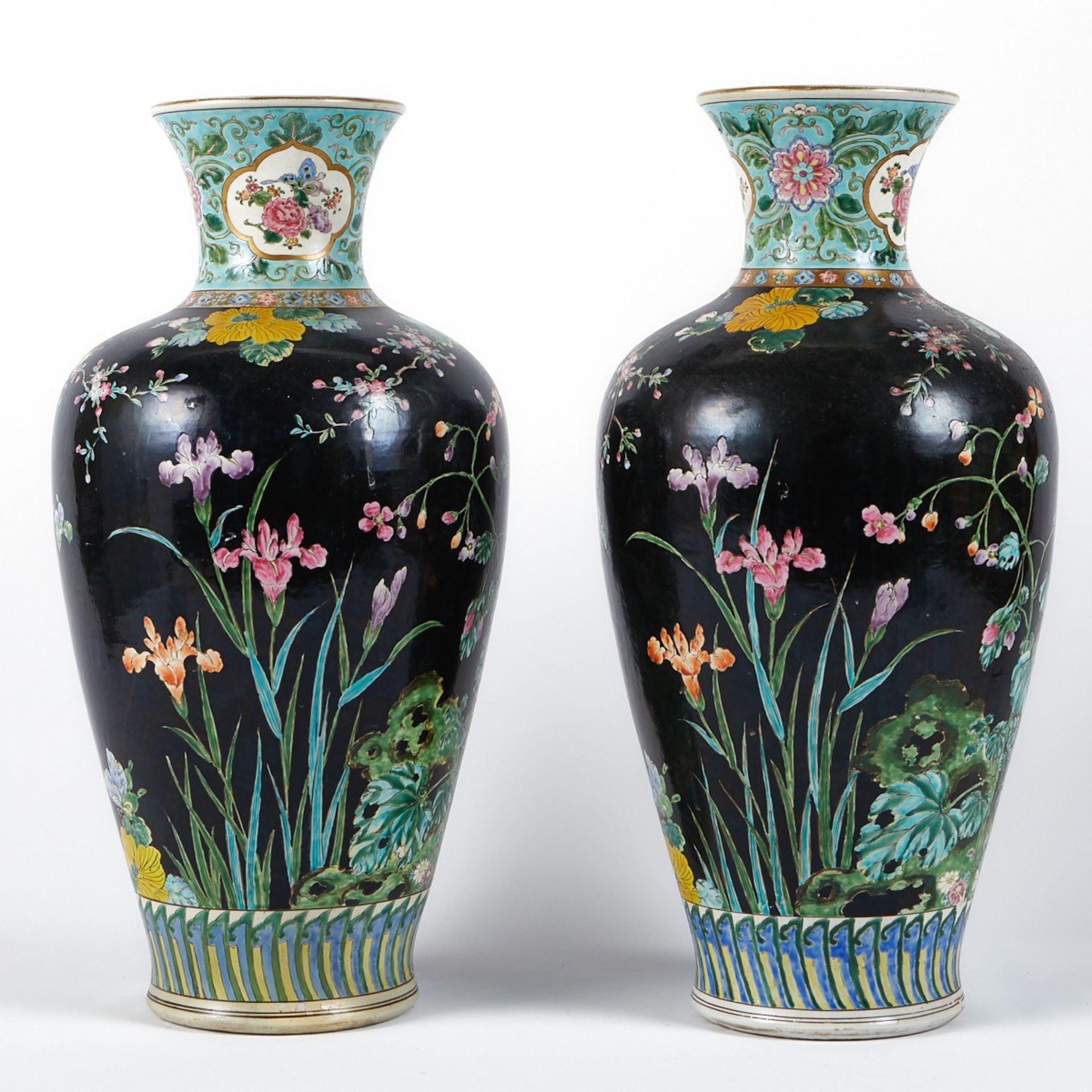 Pr Large Chinese Porcelain Vases Famille Noire - Image 4 of 11