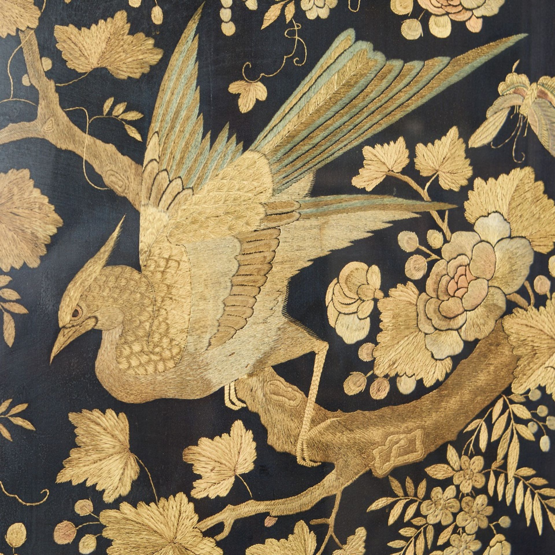 Chinese 4 Panel Floor Screen - Embroidered - Image 2 of 7