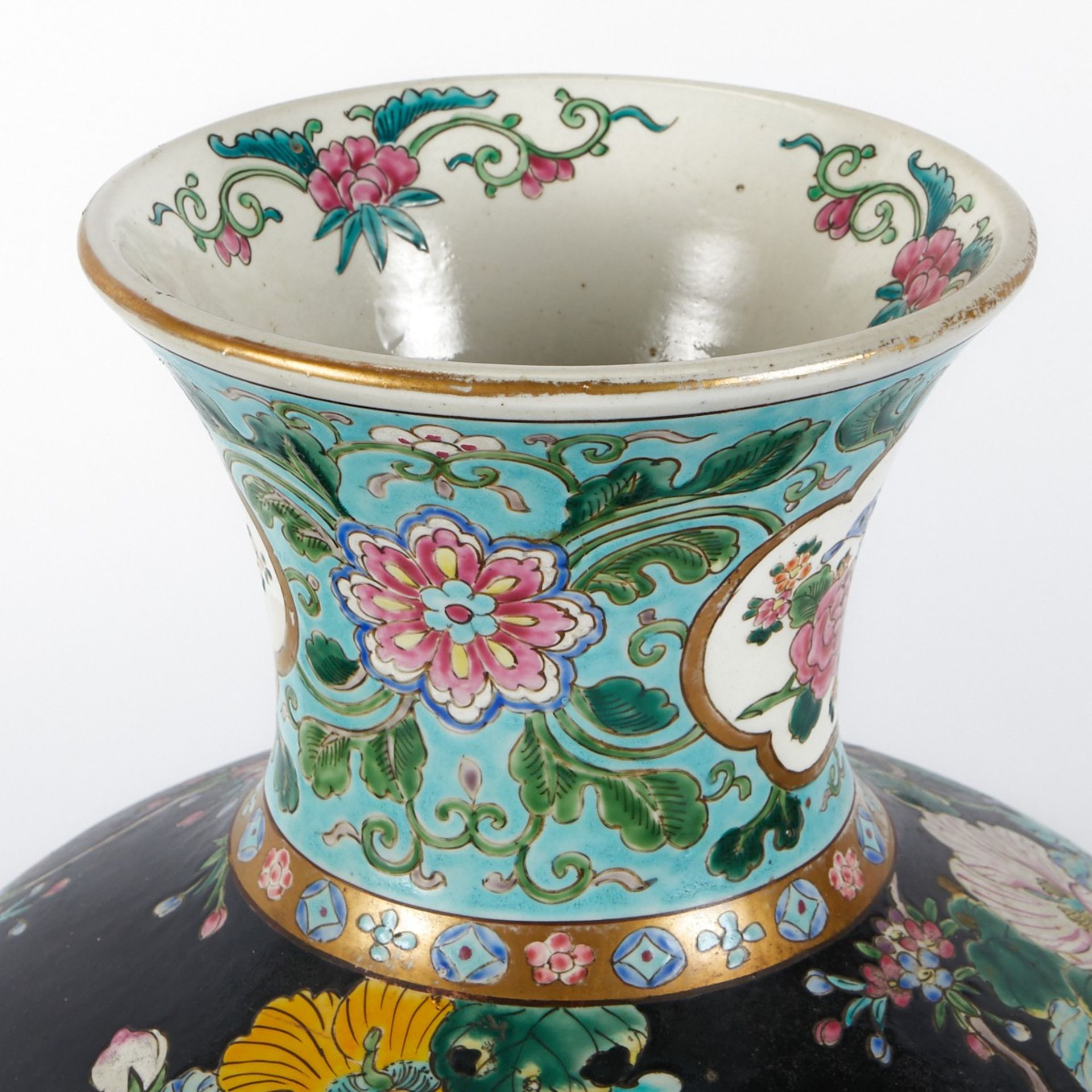 Pr Large Chinese Porcelain Vases Famille Noire - Image 7 of 11