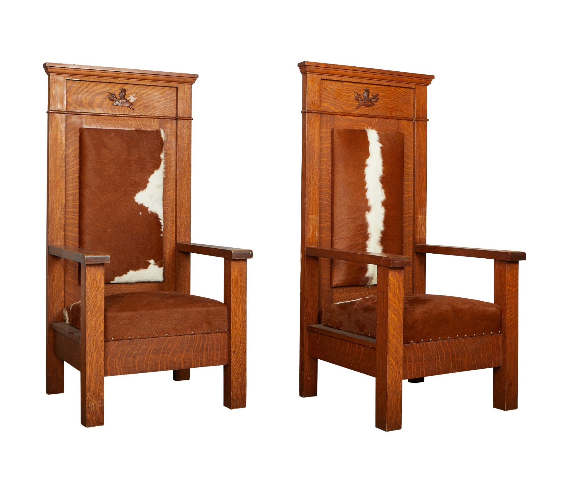 Pr: Henderson-Ames Co. Oak Hall Chairs - Image 3 of 16