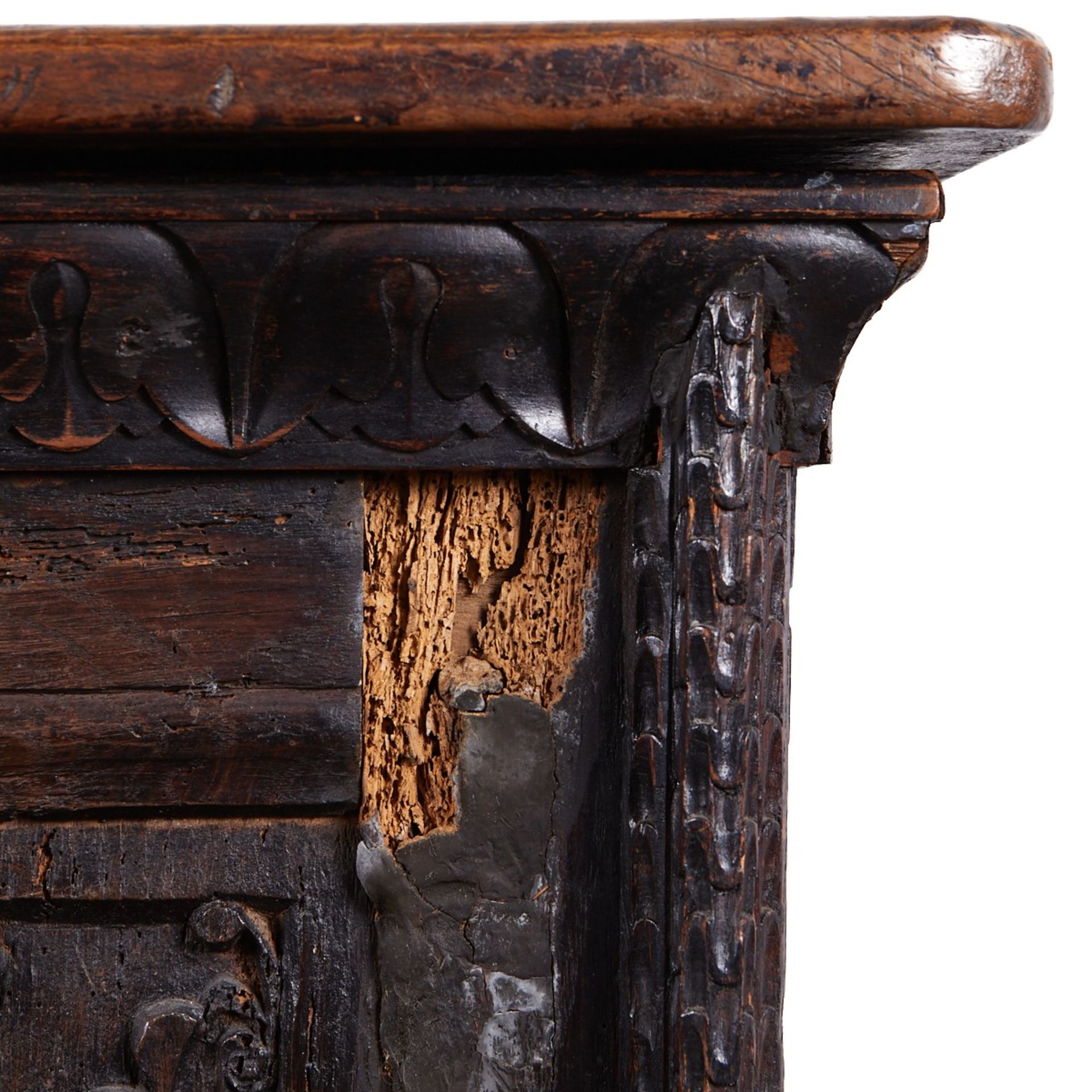 Flemish Carved Wood Dowry Chest - Bild 11 aus 12