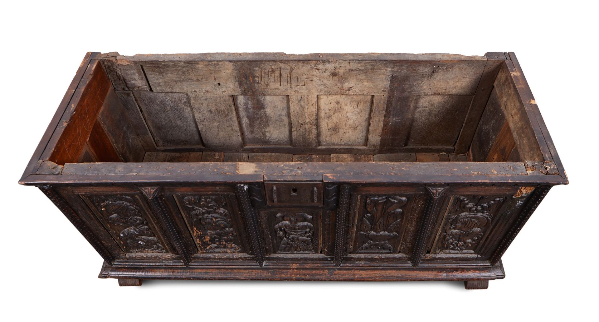 Flemish Carved Wood Dowry Chest - Bild 6 aus 12