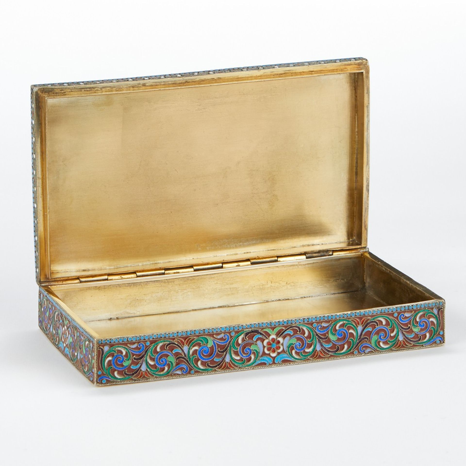 Russian Enameled Silver Tabletop Cigarette Box - Image 2 of 17