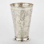 19th c. Russian Silver Beaker w/ Repousse Decoration