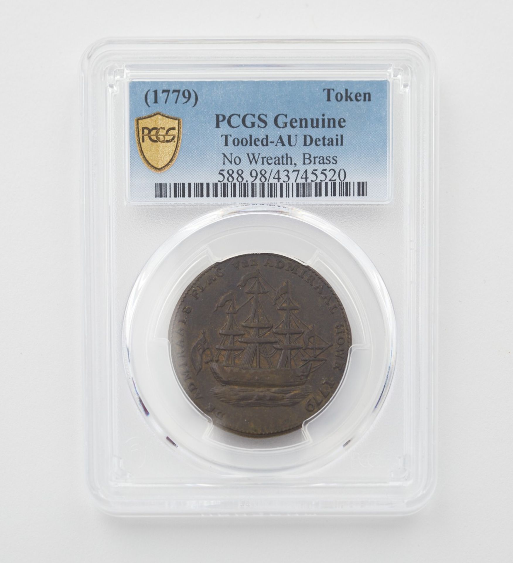 1779 Rhode Island Ship Token PCGS Genuine N98 - Bild 2 aus 3