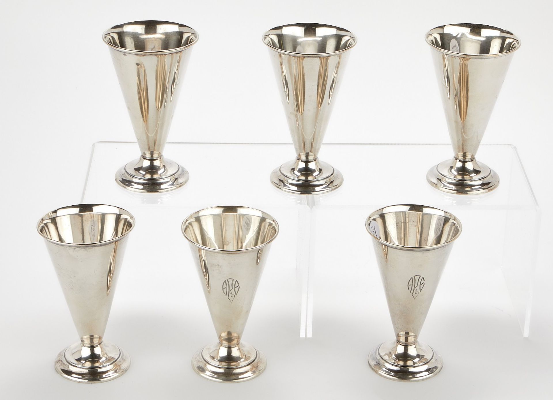Set of 6 Sterling Silver Goblets - Monogrammed - Image 2 of 6