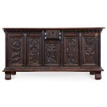 Flemish Carved Wood Dowry Chest