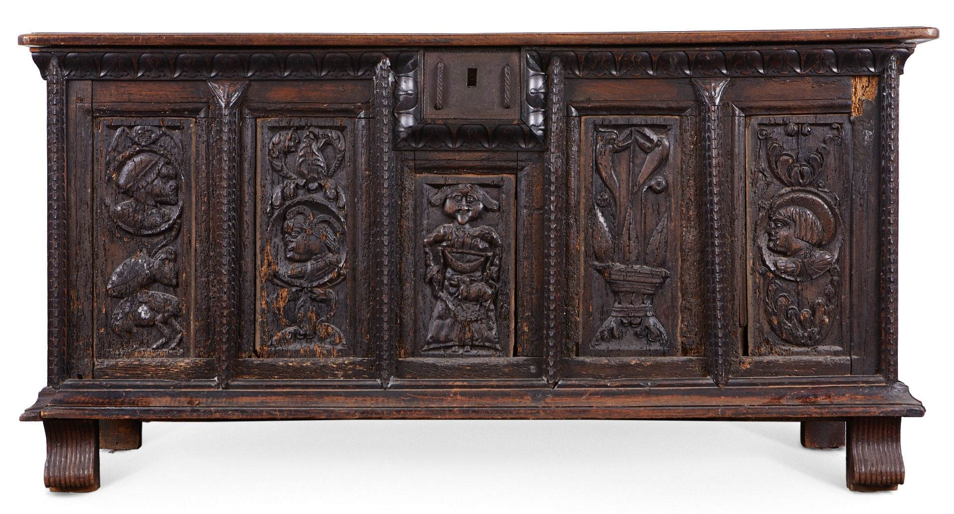 Flemish Carved Wood Dowry Chest