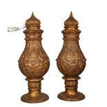 Pr: Large Giltwood Decorative Urns