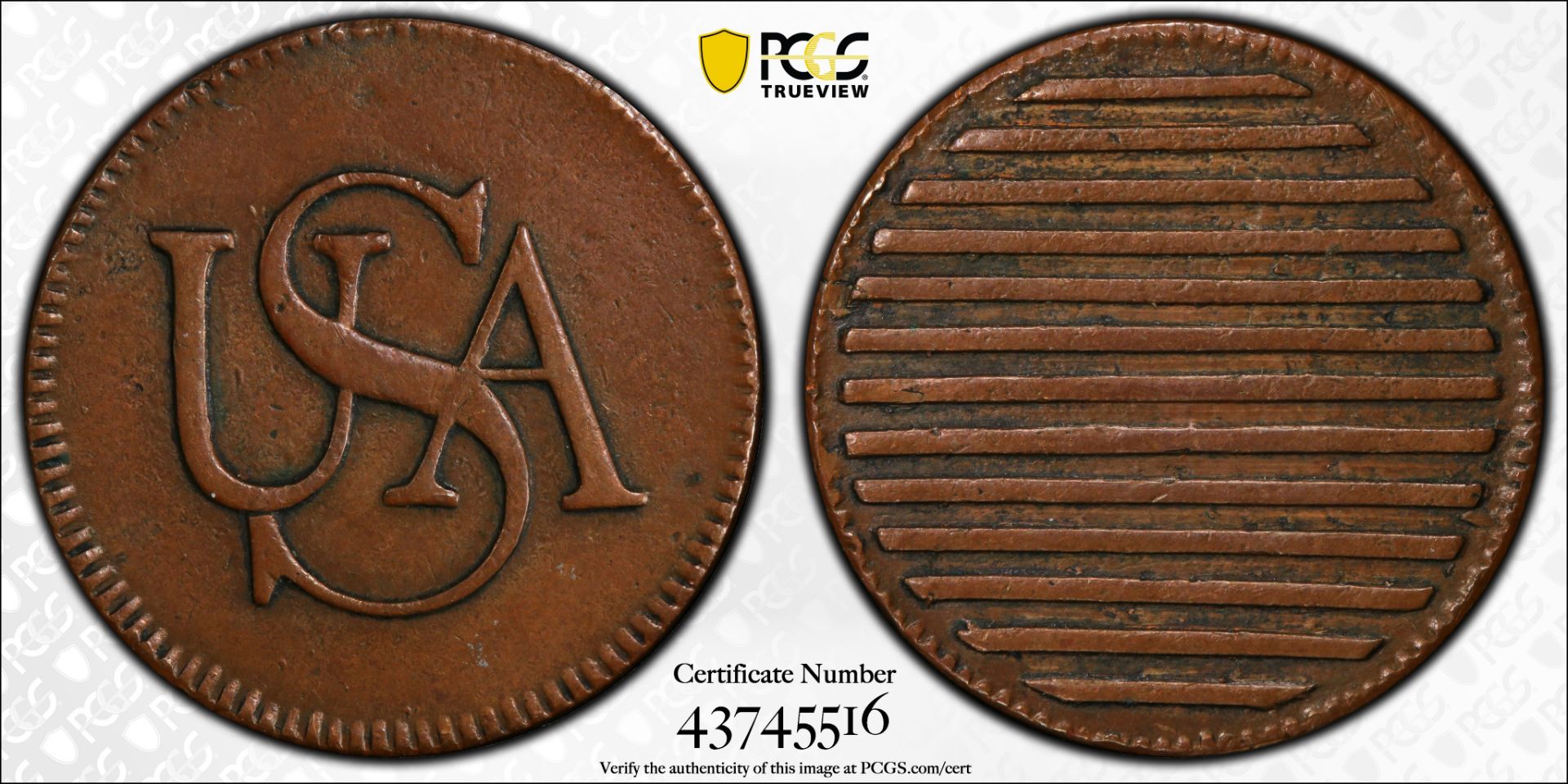 1785 US Bar Cent PCGS Genuine N97BN