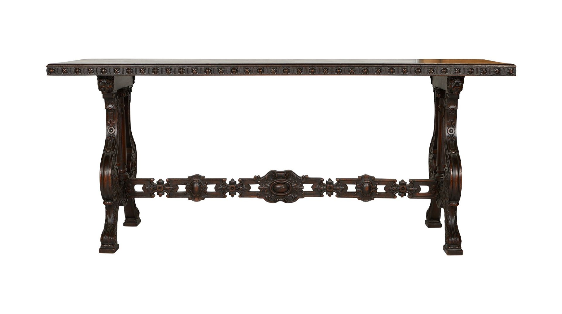 Modern Renaissance Revival Trestle Table - Bild 3 aus 13