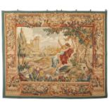 Tapestry of Pastoral Couple on Swing