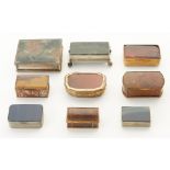 Grp: 9 Silver Brass & Agate Boxes Snuff Box