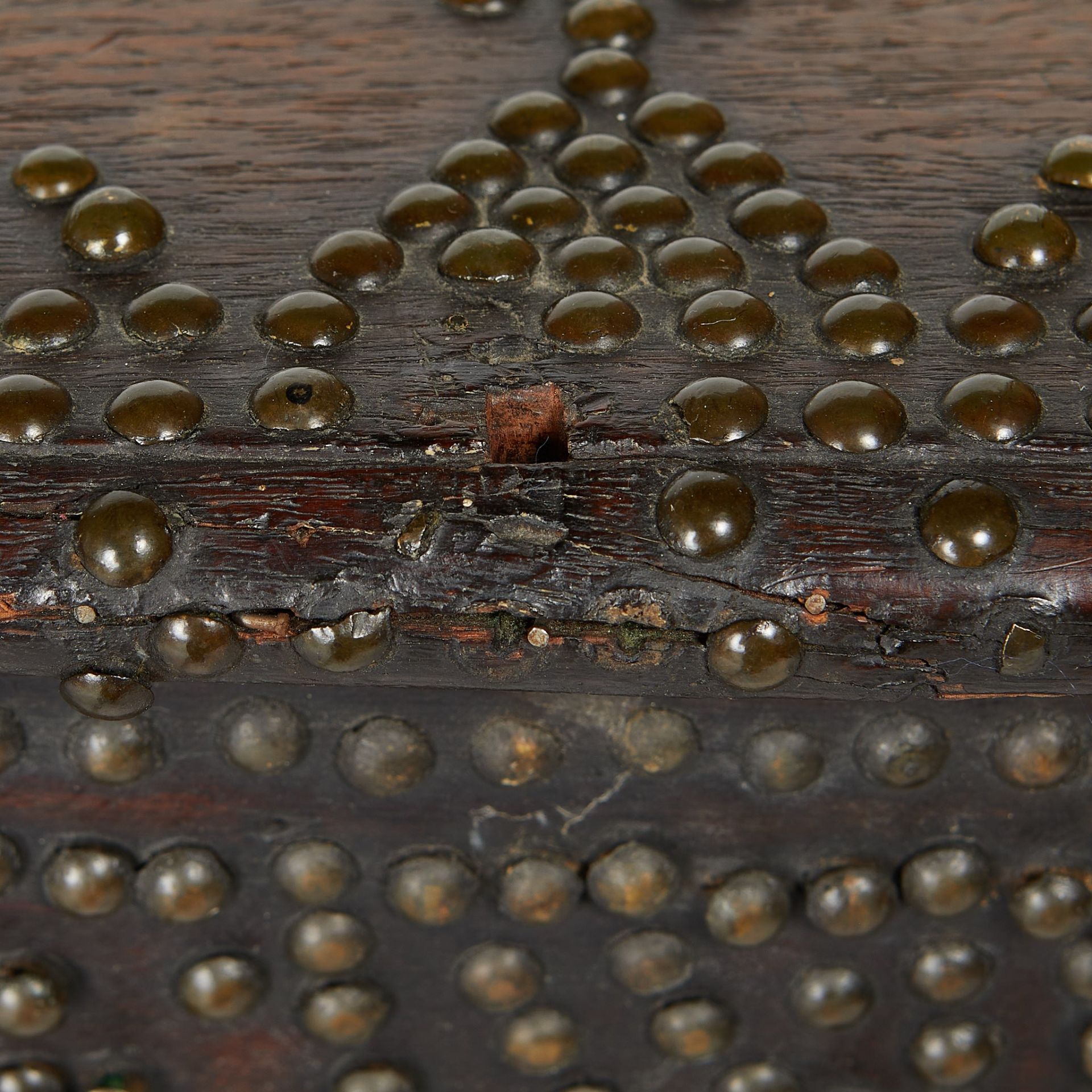 19th c. Studded Hardwood Chest w/ Iron Stand - Bild 10 aus 12