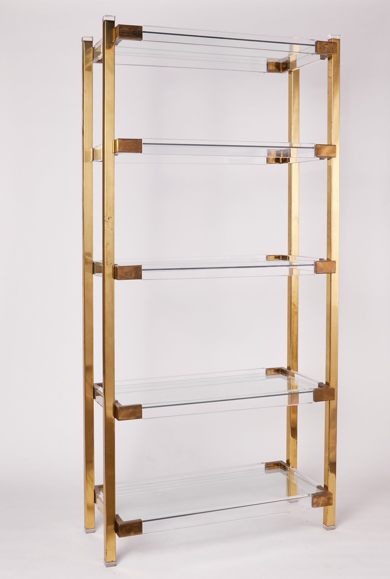 Attrib. Charles Hollis Jones Brass & Lucite Shelf - Bild 2 aus 6