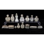 Grp: 15 Cut Crystal & Silver Perfume Bottles