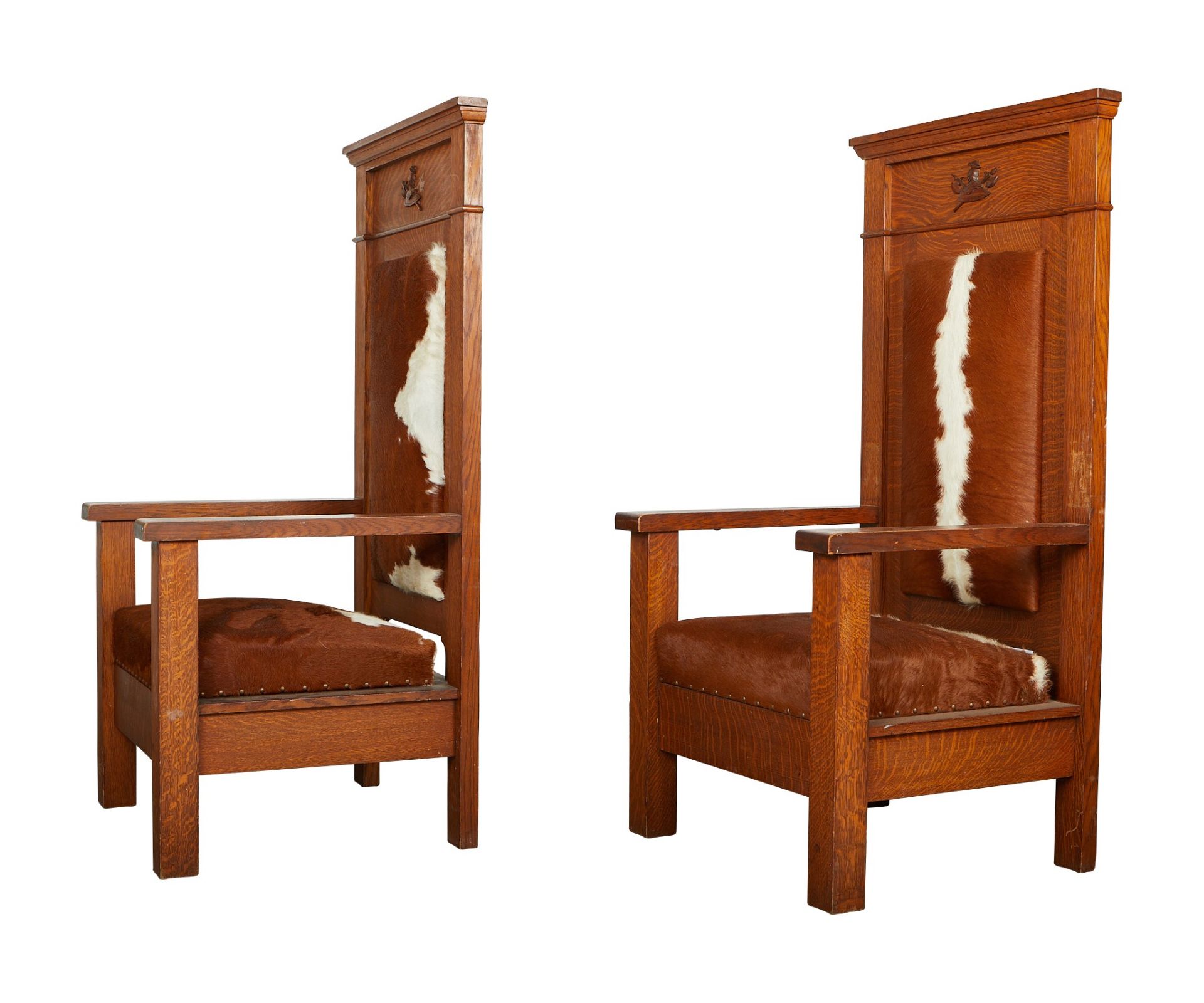 Pr: Henderson-Ames Co. Oak Hall Chairs - Image 5 of 16