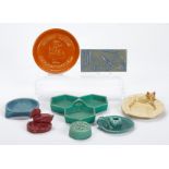 Grp: 8 Rookwood Pottery Ashtrays & Plaques 1910s-1960s