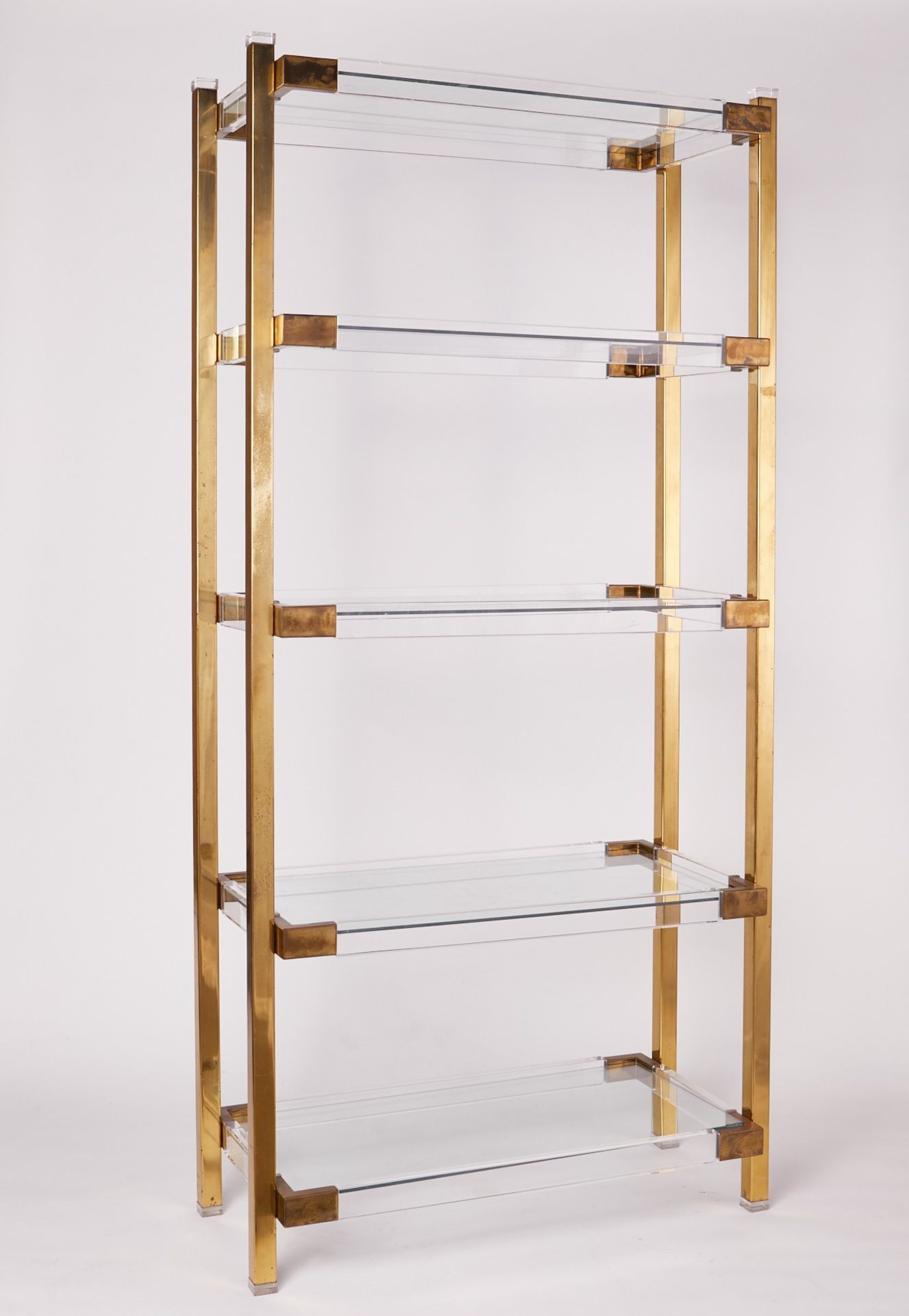 Attrib. Charles Hollis Jones Brass & Lucite Shelf